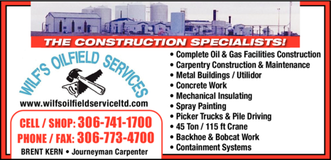 Print Ad of Wilf's Oilfield Services Ltd