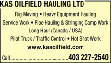 Print Ad of Kas Oilfield Hauling Ltd