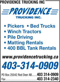 Print Ad of Providence Trucking Inc
