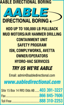 Print Ad of Aable Directional Boring