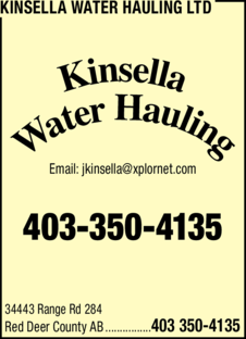 Print Ad of Kinsella Water Hauling Ltd