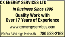 Print Ad of Cx Energy Services Ltd