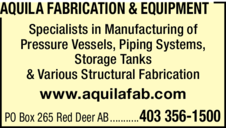 Print Ad of Aquila Fabrication & Equipment