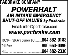 Print Ad of Pacbrake Company