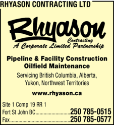 Print Ad of Rhyason Contracting Ltd