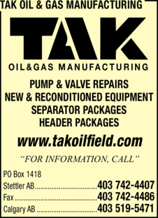 Print Ad of Tak Oil & Gas Manufacturing